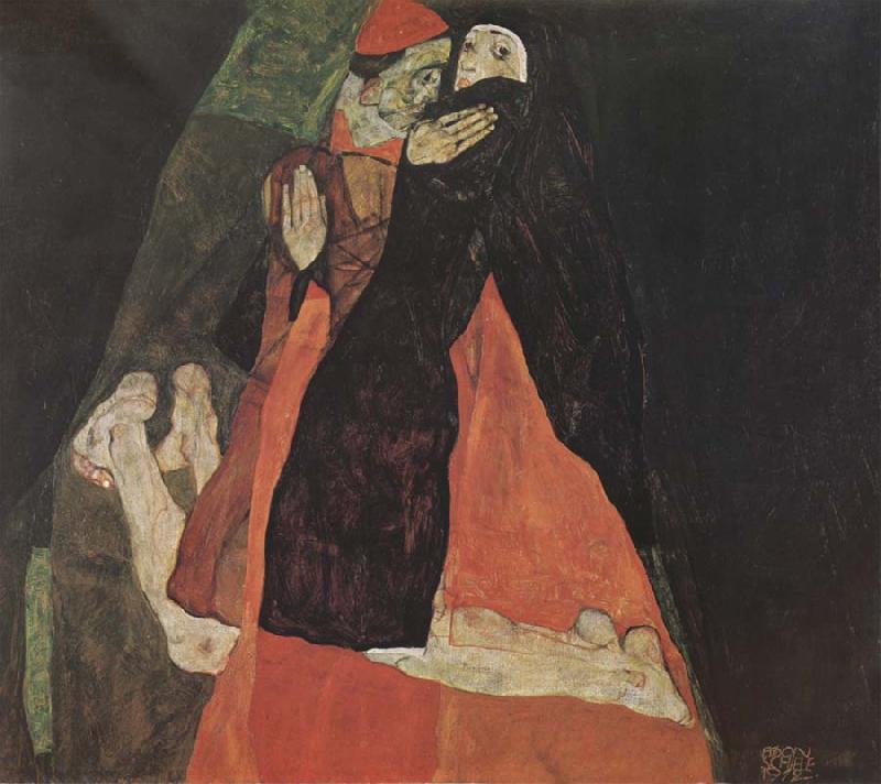 Egon Schiele Cardinal and Nun